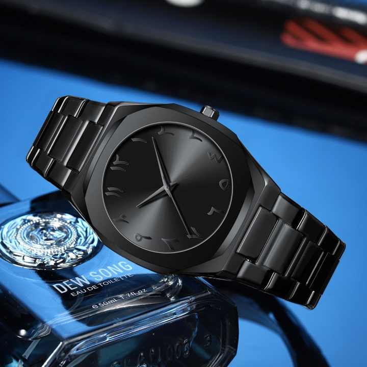 Noiraq™ Stainless Steel Arabic Matt Black Watch | Limited Edition